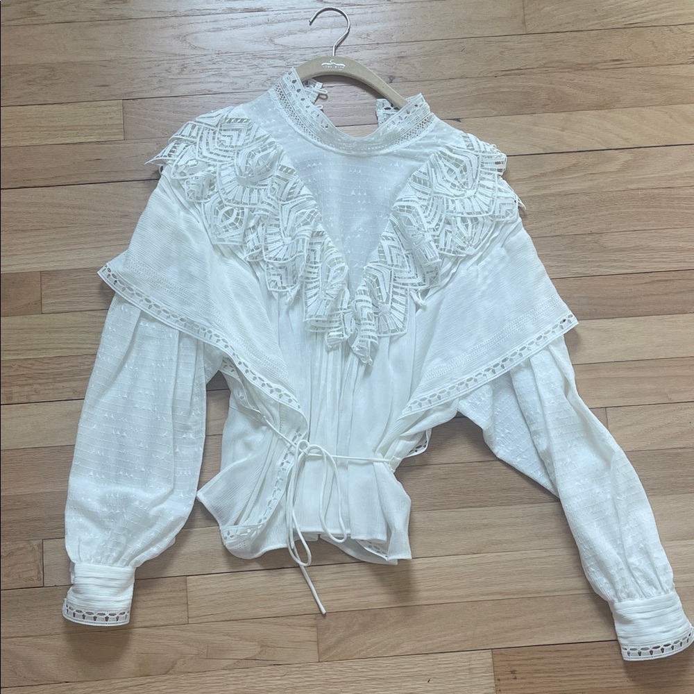 IRO White Textured Blouse lace size S - Picture 3 of 12